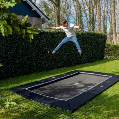 EXIT Trampolin Dynamic Ground Level rechteckig mit Netz oder Fallschutz - Beratung trampolin-profi.de