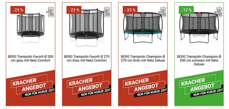 Aktuelle Kracherangebote bei trampolin-profi.de - Stand 12.5.2022
