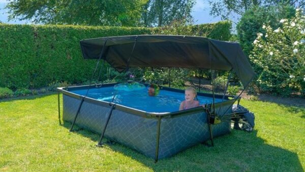 EXIT Pools gibt es auch mit Sonnensegel - Standort für Kinderspielplatz im Garten - RATGEBER trampolin-profi.de