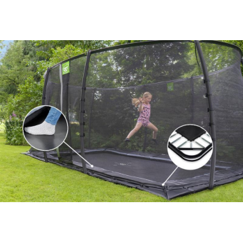 EXIT Trampolin Dynamic Ground Level 427 x 244 cm schwarz + Fallschutz