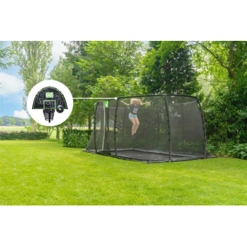 EXIT Trampolin Dynamic Ground Level 427 x 244 cm schwarz + Fallschutz