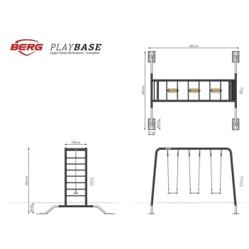 BERG Klettergerüst PlayBase L + Scheibenschaukel + Ringe + Kletterwand