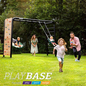 BERG Klettergerüst PlayBase M + 2x Holzschaukel